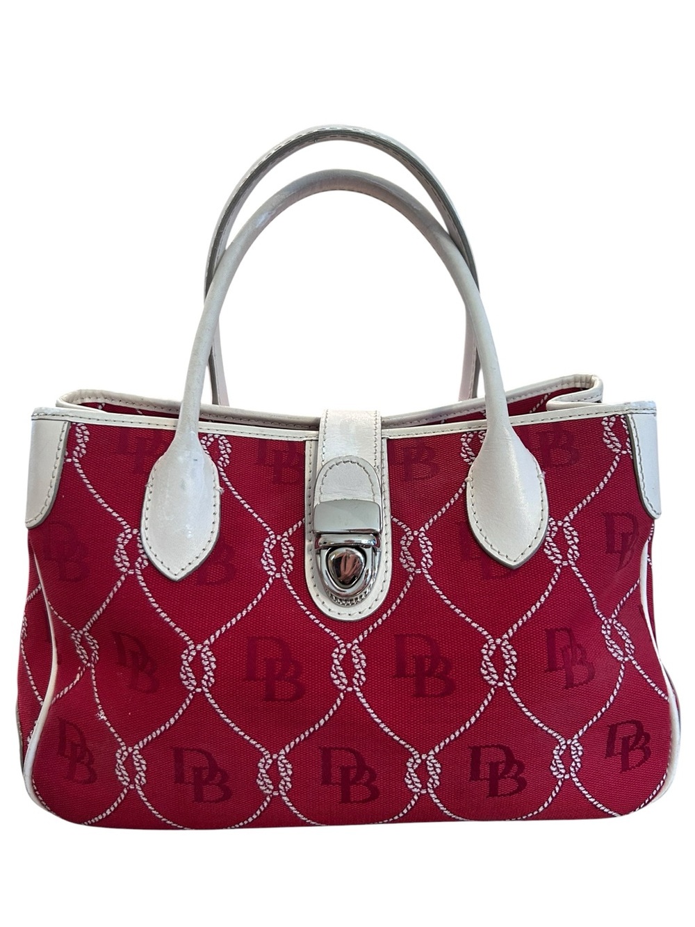 Dooney & Bourke Vintage Florentine bag with red canvas and white leather trim